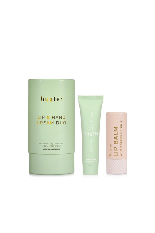 HUXTER LIP & HAND CREAM DUO - LYCHEE & APPLE BLOSSOM - THE VOGUE STORE