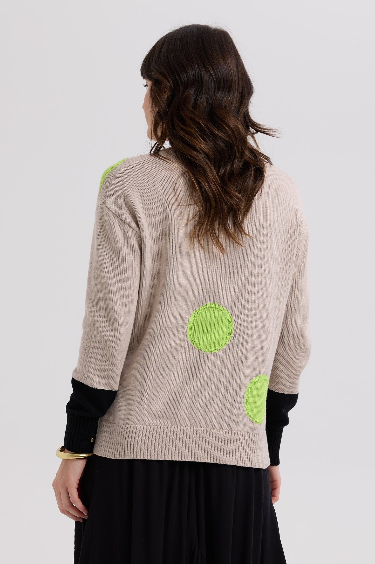 LD & CO SPOTS INSTARSIA JUMPER - TAUPE - THE VOGUE STORE
