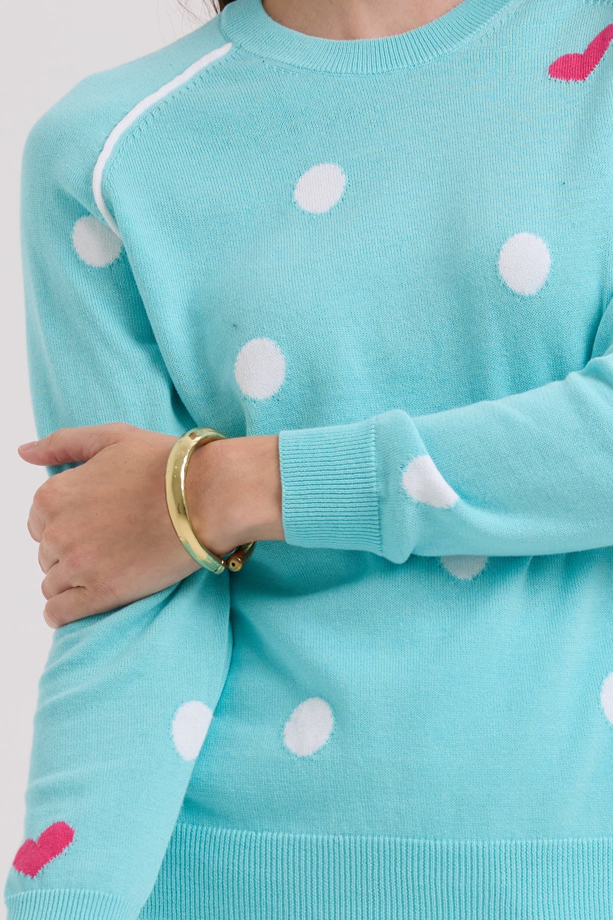 LD & CO SPOT THE LOVE JUMPER - AQUA - THE VOGUE STORE
