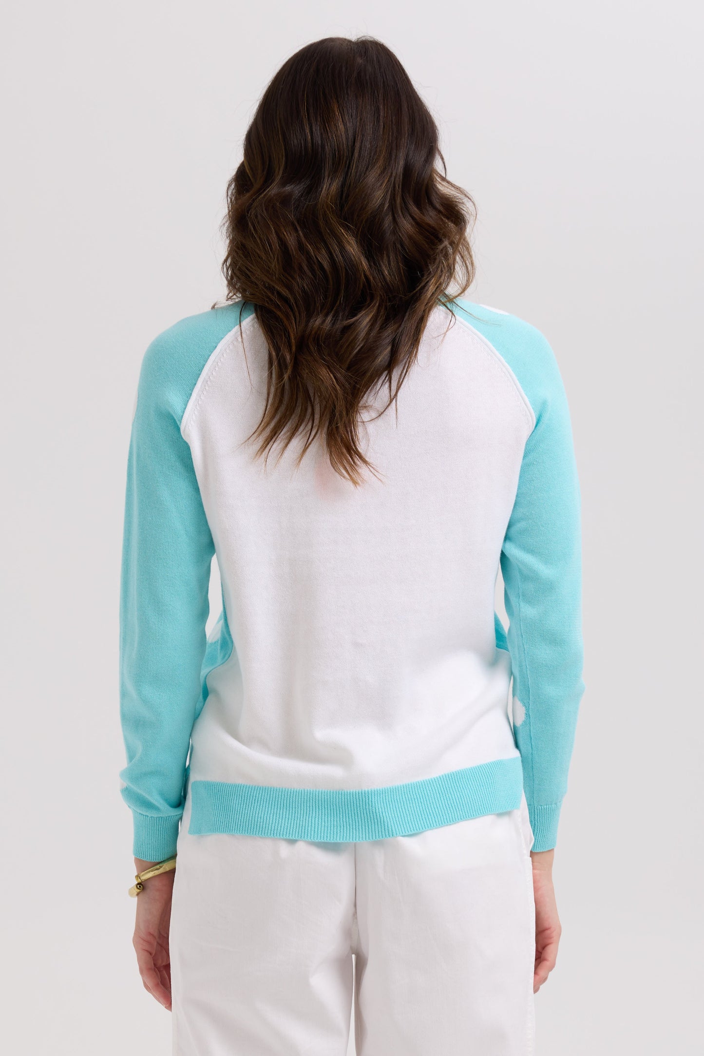 LD & CO SPOT THE LOVE JUMPER - AQUA - THE VOGUE STORE