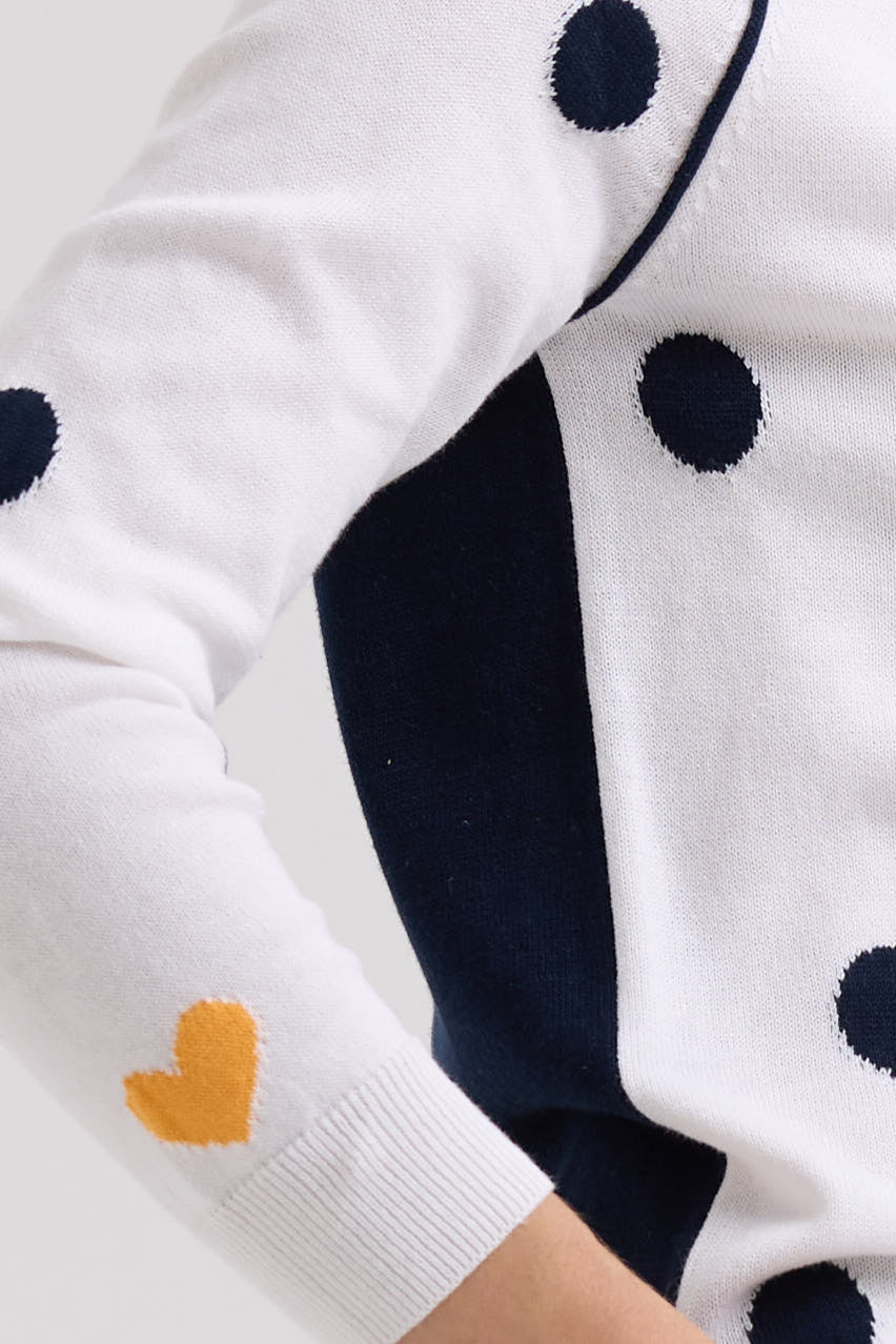 LD & CO SPOT THE LOVE JUMPER - WHITE - THE VOGUE STORE