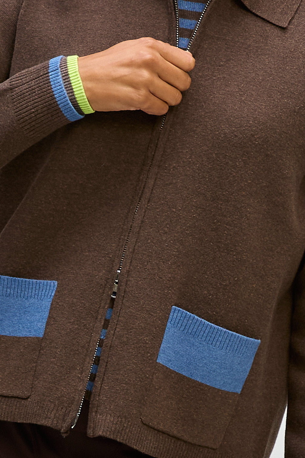 LD & CO ZIP THROUGH JACKET - COCOA