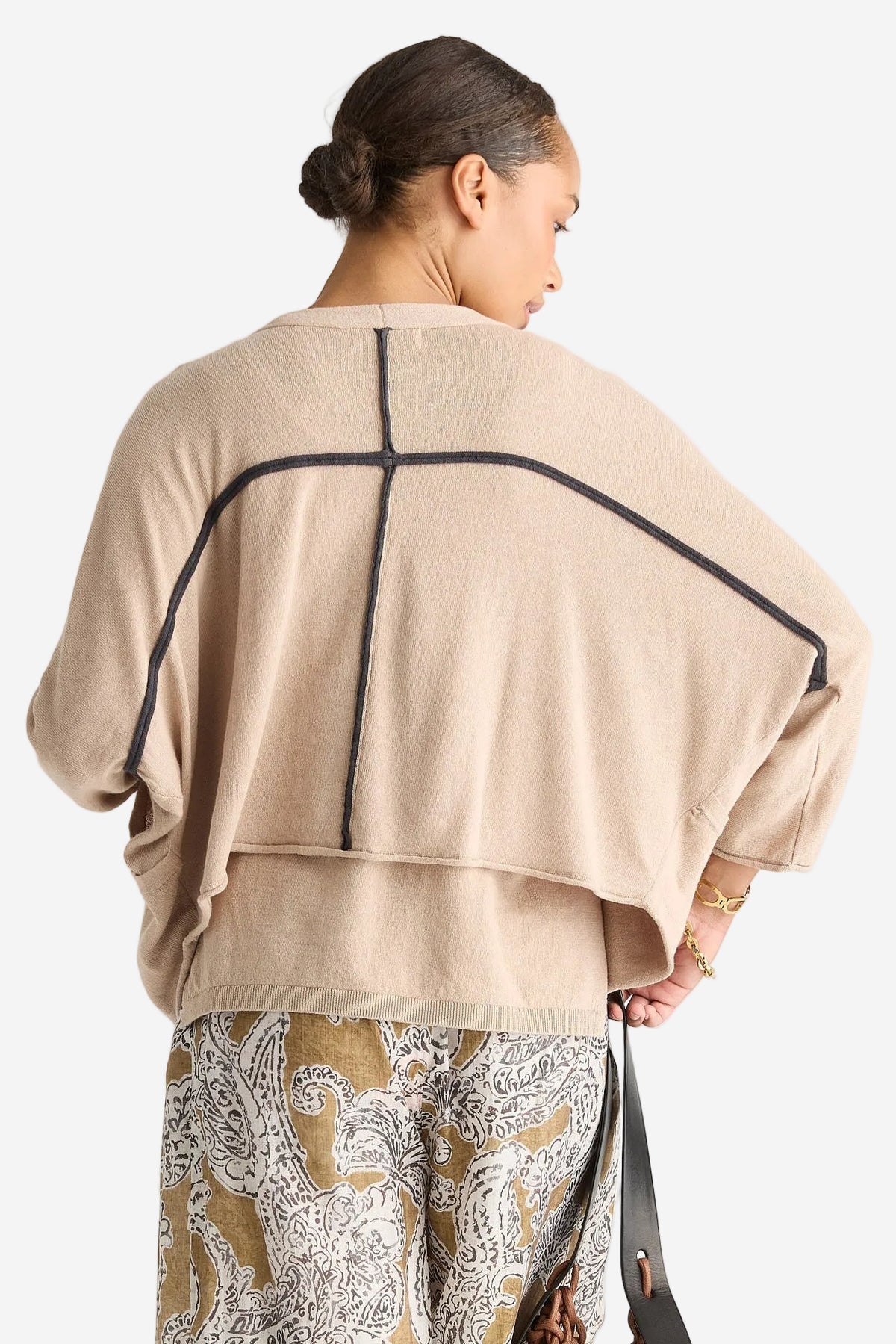 LD & CO OFFSET CARDI - NATURAL - THE VOGUE STORE