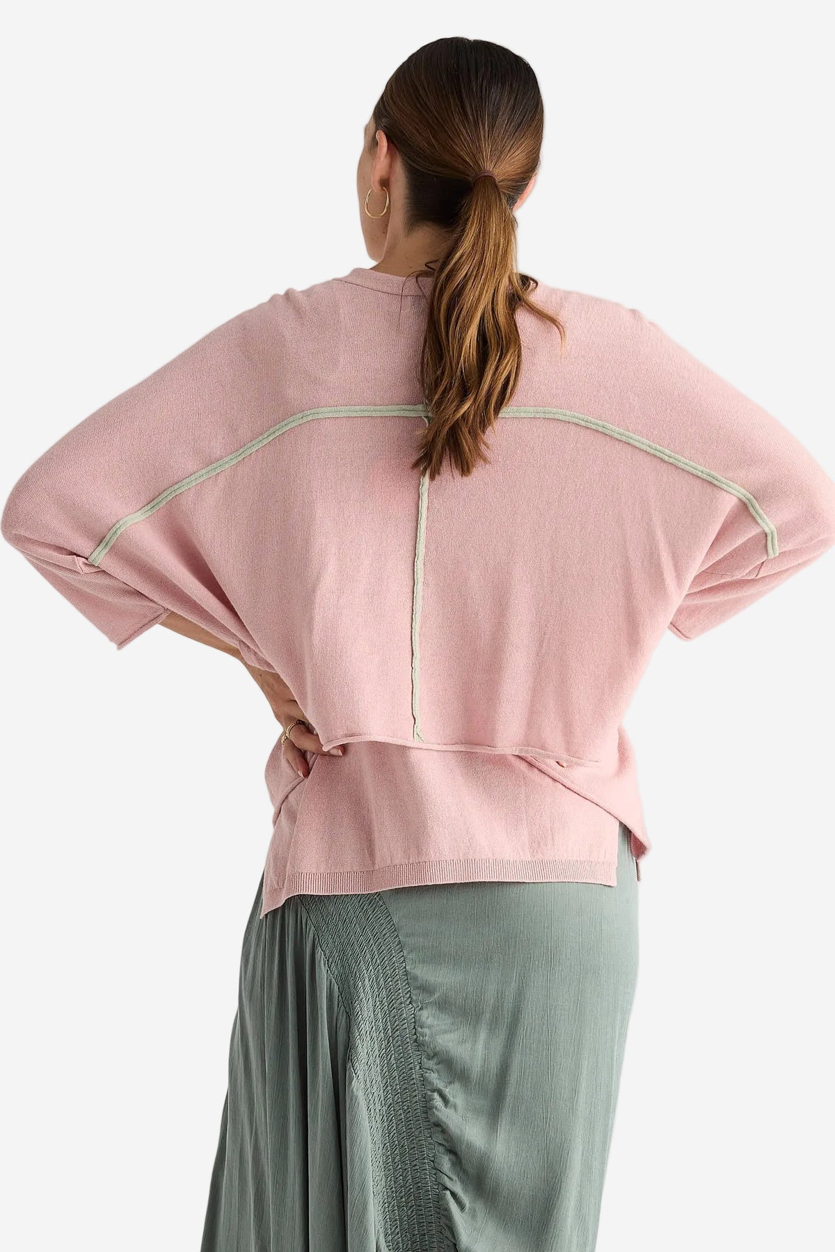 LD & CO OFFSET CARDI - ROSE- THE VOGUE STORE