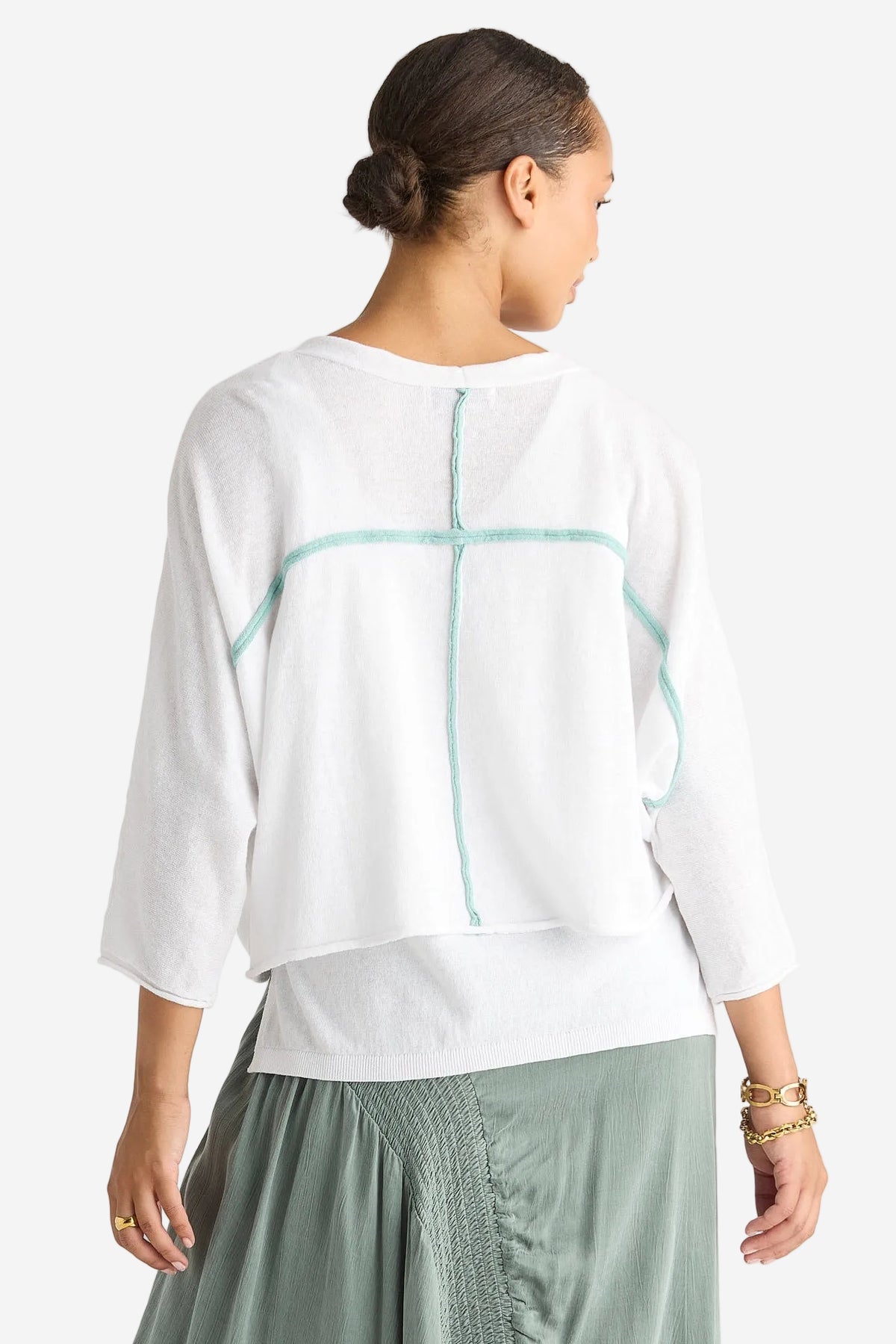LD & CO OFFSET CARDI - WHITE - THE VOGUE STORE