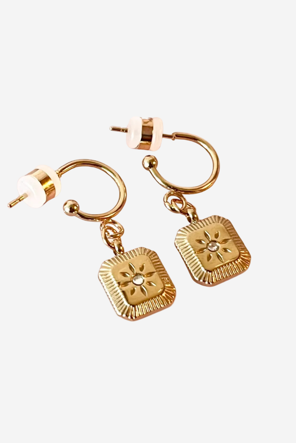 PENNY FOGGO LITTLE SQUARE SUN HALF HOOPS - GOLD - THE VOGUE STORE