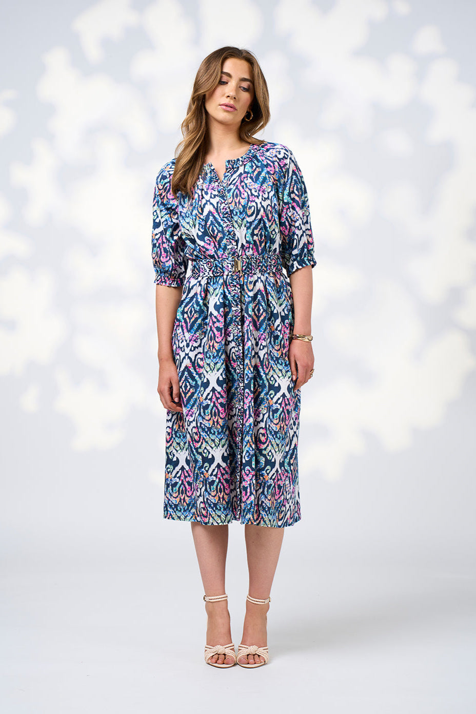 LOOBIES STORY GYPSET MIDI DRESS - WHITE MULTI - THE VOGUE STORE