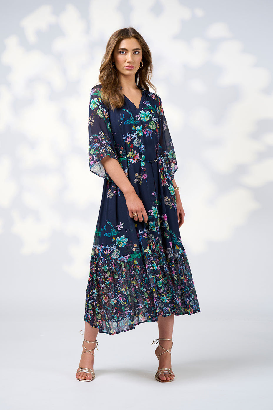 LOOBIES STORY LA BOHEME MIDI DRESS - INDIGO MULTI - THE VOGUE STORE