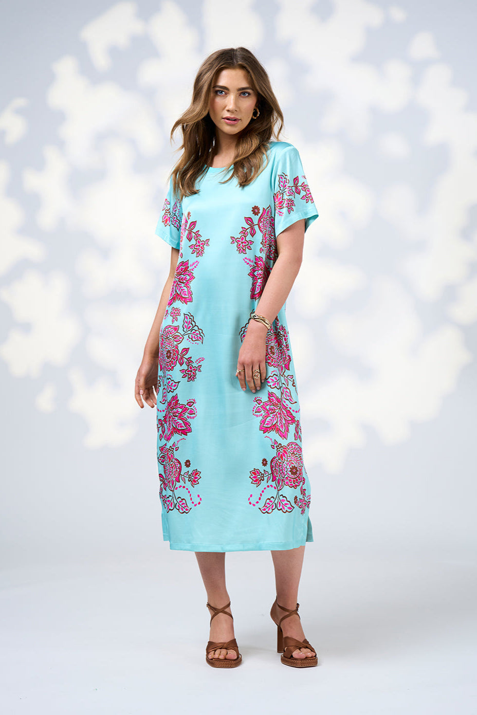 LOOBIES STORY INDIE DRESS - TIFFANY BLUE MULTI - THE VOGUE STORE