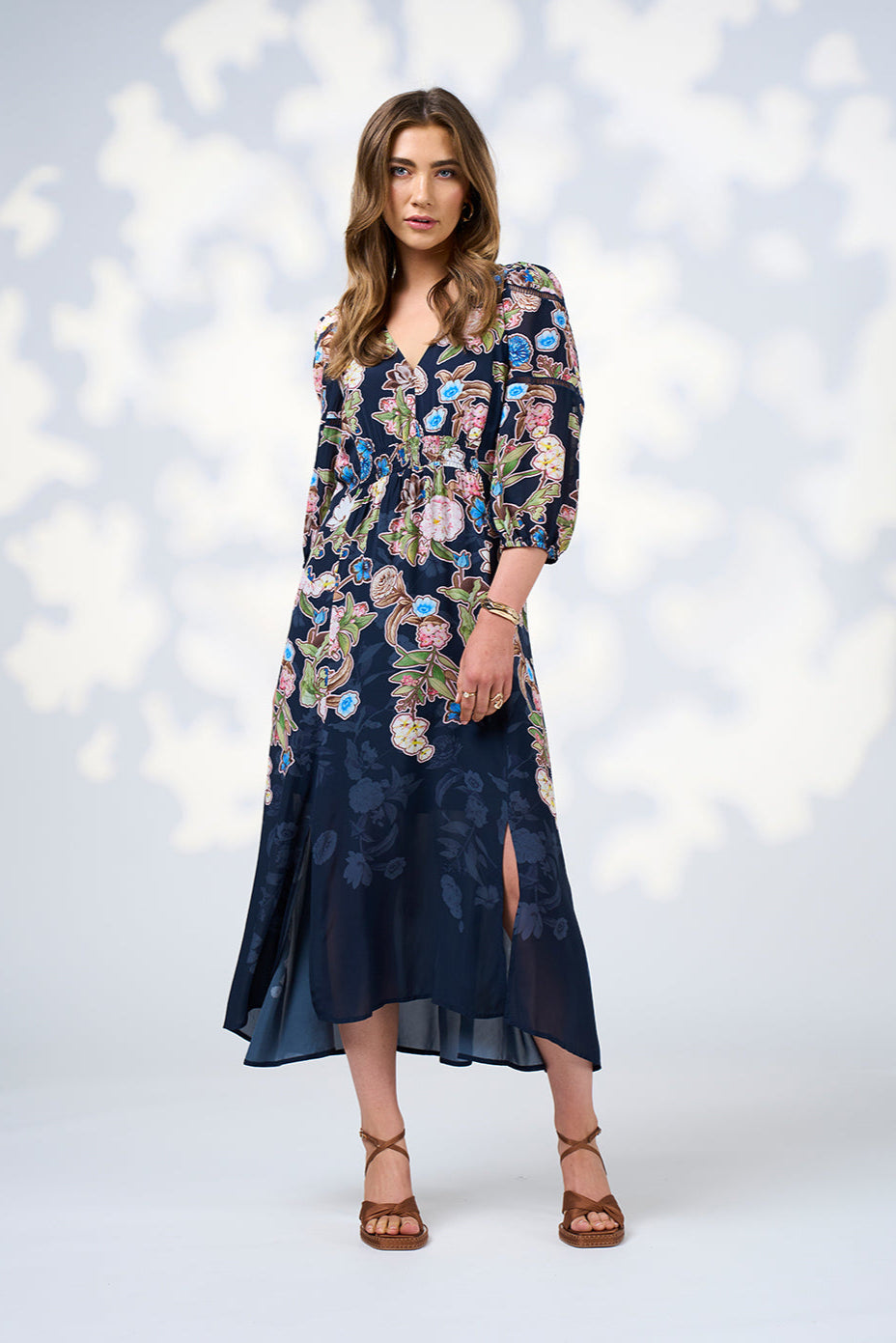 LOOBIES STORY MAEVE MIDI DRESS - INDIGO MULTI - THE VOGUE STORE
