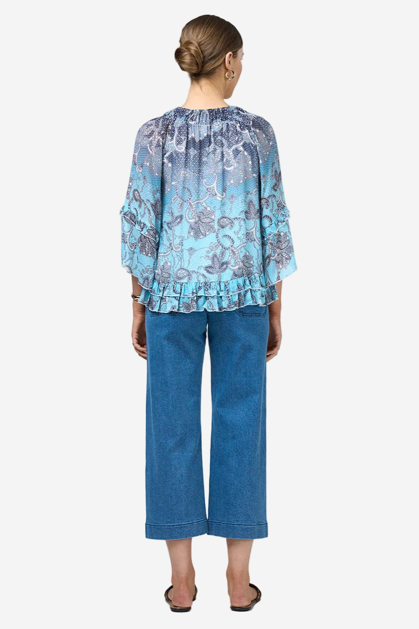 LOOBIES STORY STEVIE BLOUSE - INDIGO MULTI - THE VOGUE STORE
