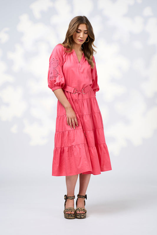 LOOBIES STORY CALLI MIDI DRESS - WATERMELON - THE VOGUE STORE