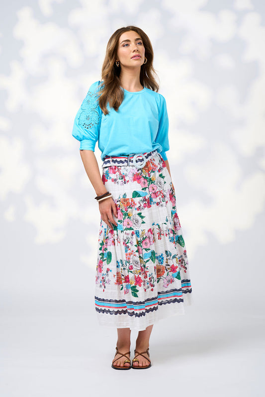 LOOBIES STORY PANDORA SKIRT - WHITE MULTI - THE VOGUE STORE