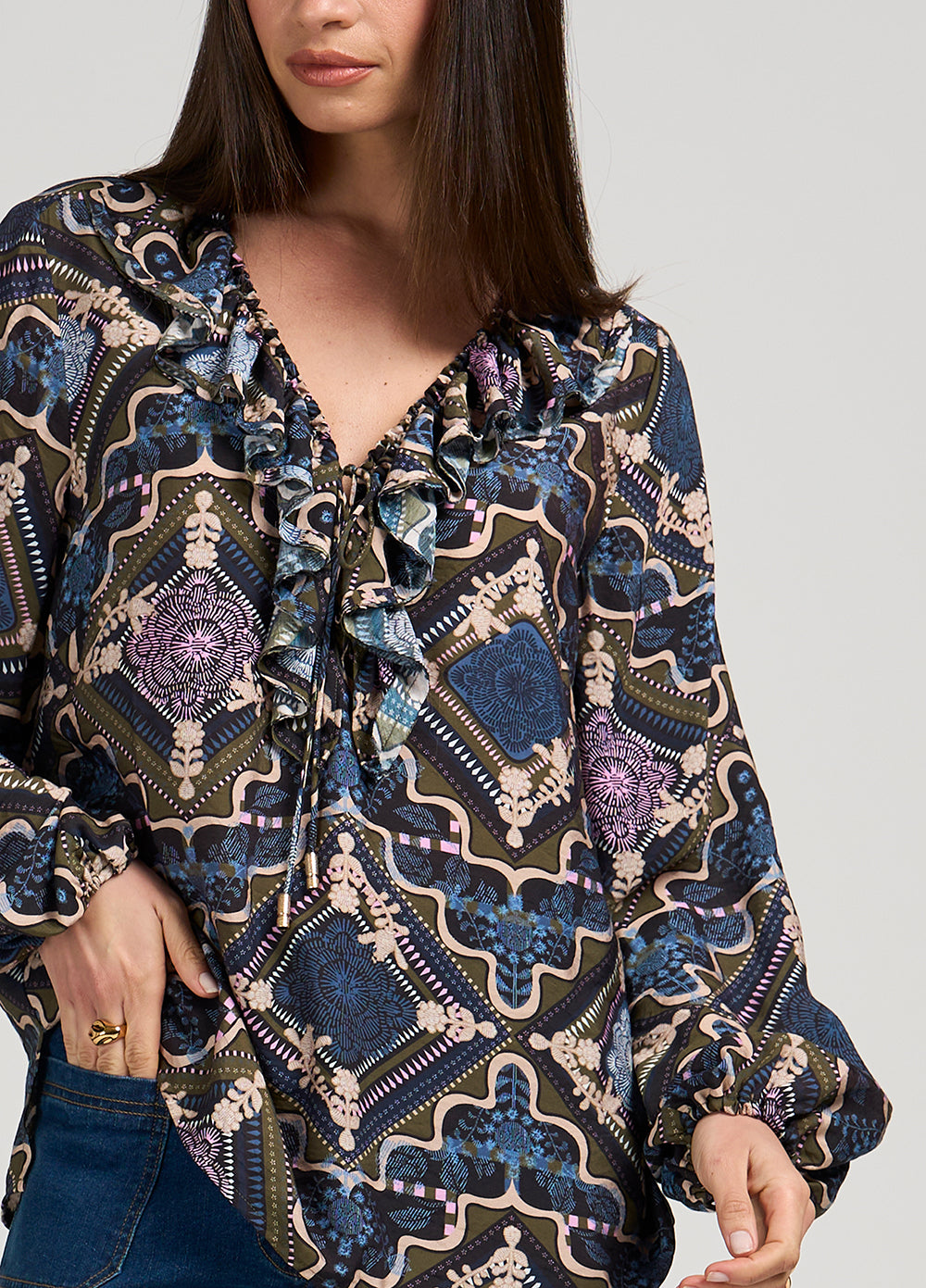 LOOBIE'S STORY REGALIA BLOUSE - OLIVE - THE VOGUE STORE