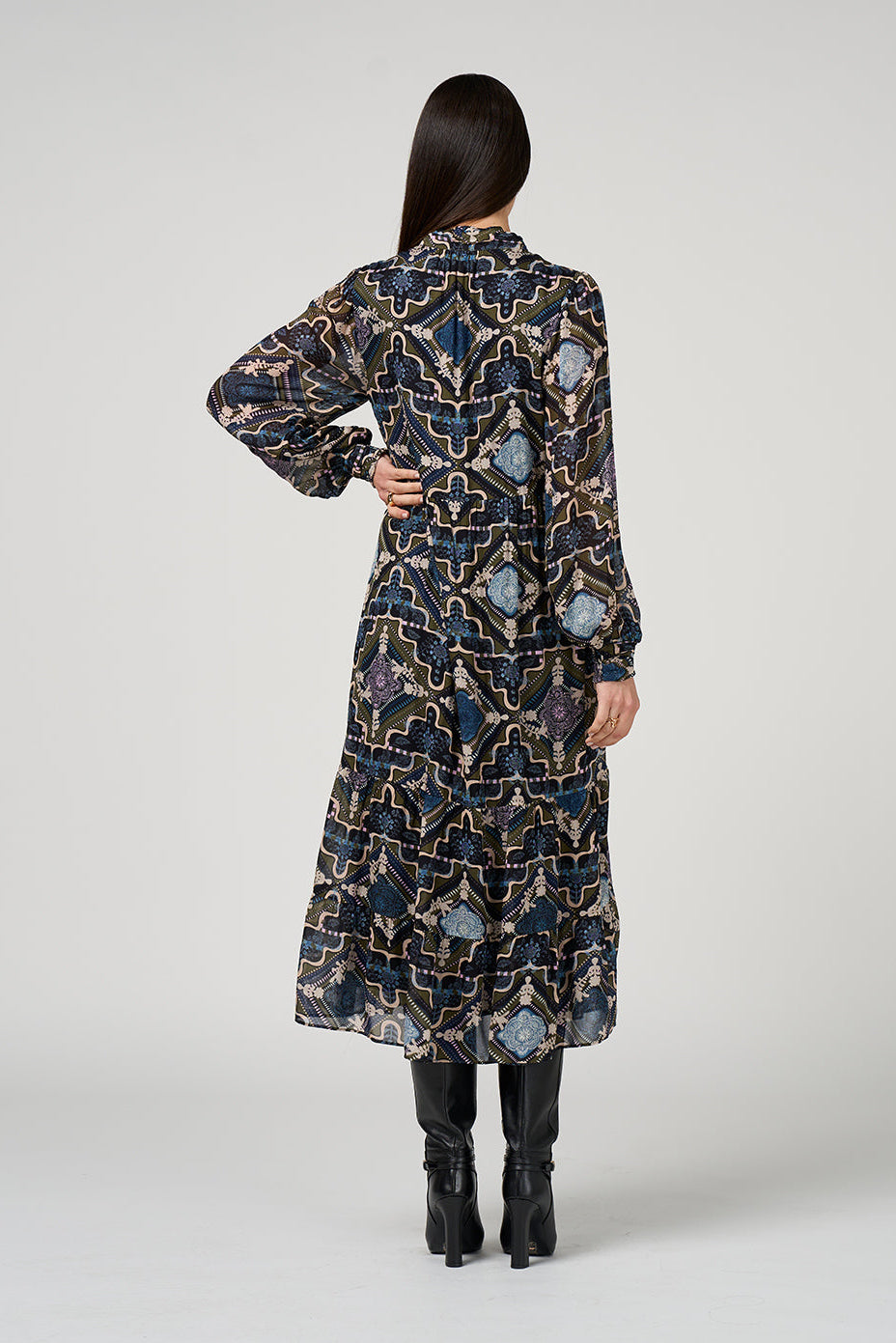 LOOBIE'S STORY REGALIA MIDI DRESS - OLIVE - THE VOGUE STORE