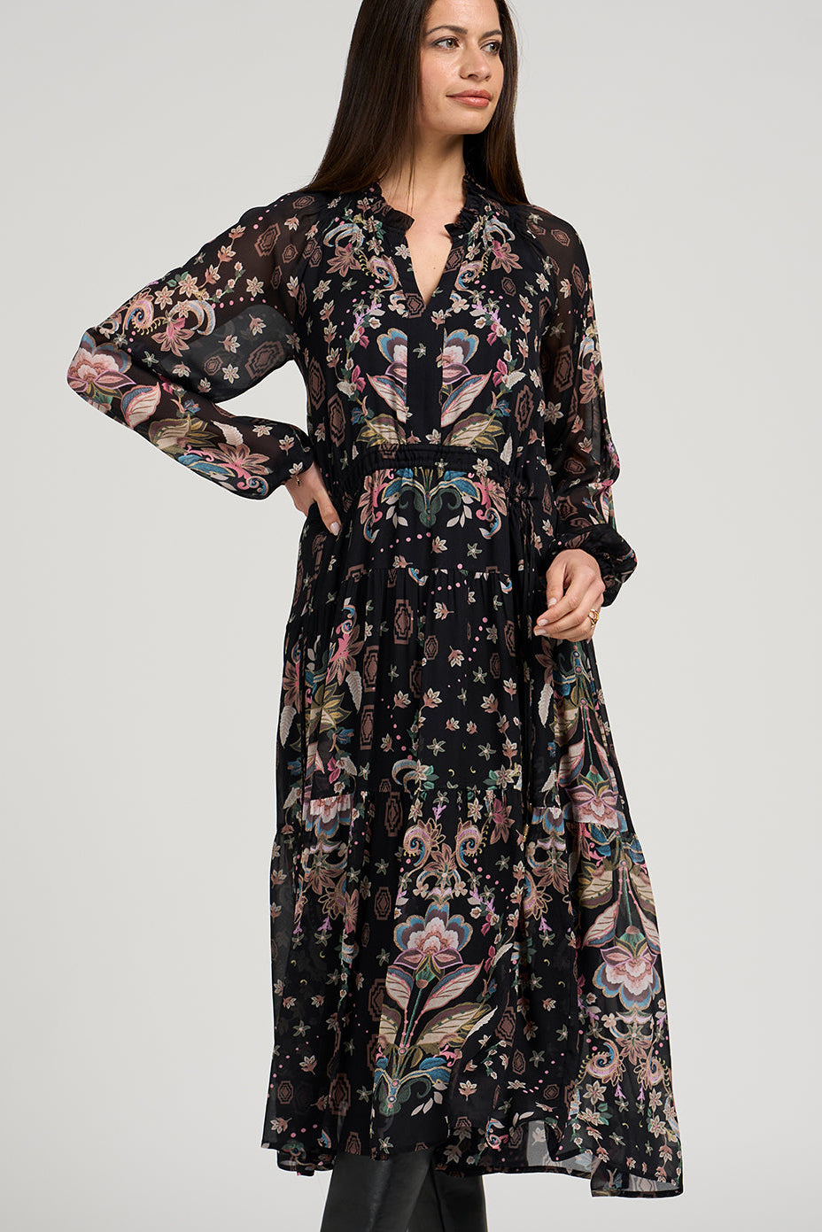 LOOBIE'S STORY ANTOINETTE MIDI DRESS - BLACK - THE VOGUE STORE