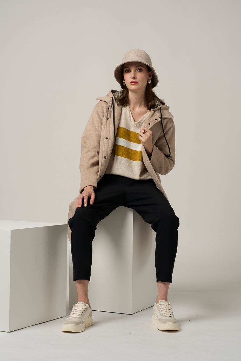 MADLY SWEETLY SLEUTH COAT - BISCUIT - THE VOGUE STORE