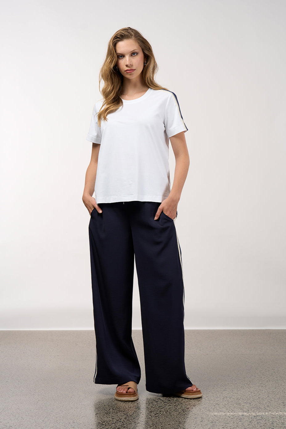 MADLY SWEETLY LINEAR TEE - WHITE - THE VOGUE STORE