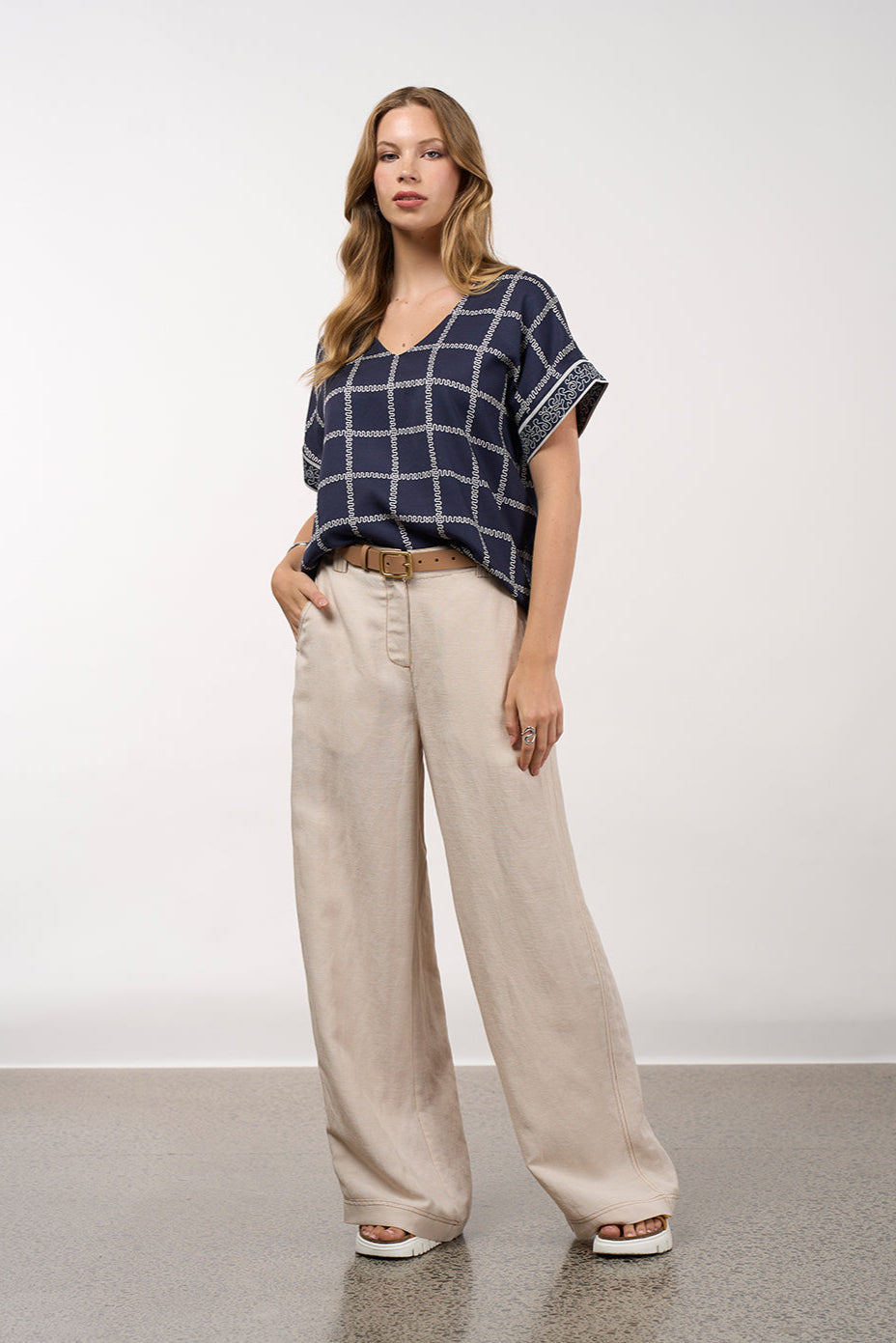 MADLY SWEETLY LYRICAL TOP - NAVY BONE - THE VOGUE STORE
