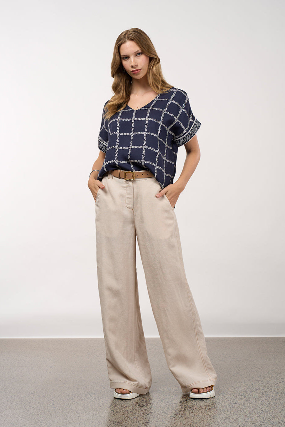 MADLY SWEETLY LYRICAL TOP - NAVY BONE - THE VOGUE STORE