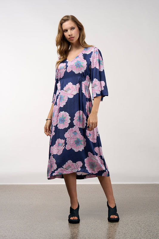 MADLY SWEETLY POETIC DRESS - INK MULTI - THE VOGUE STORE