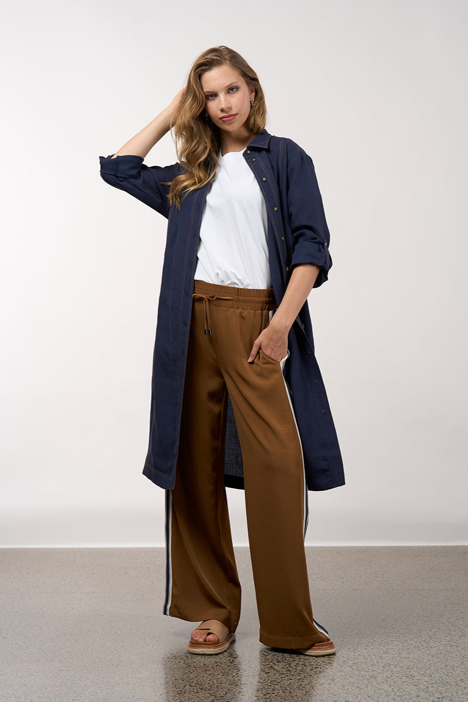 MADLY SWEETLY ASPECT TRENCH DRESS - NAVY - THE VOGUE STORE