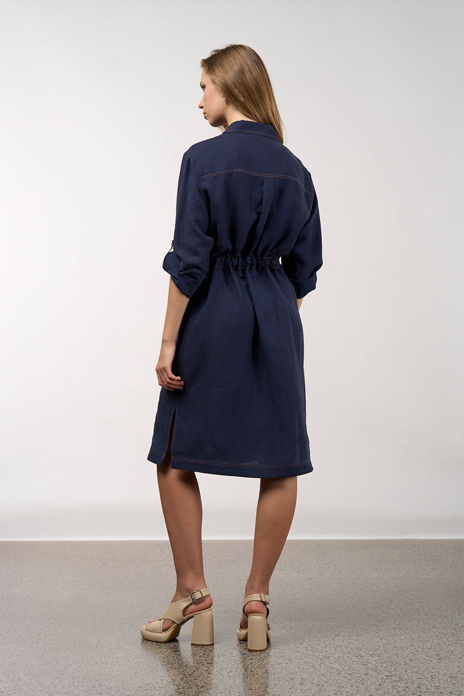 MADLY SWEETLY ASPECT TRENCH DRESS - NAVY - THE VOGUE STORE