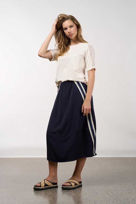 MADLY SWEETLY LINEAR SKIRT - NAVY - THE VOGUE STORE