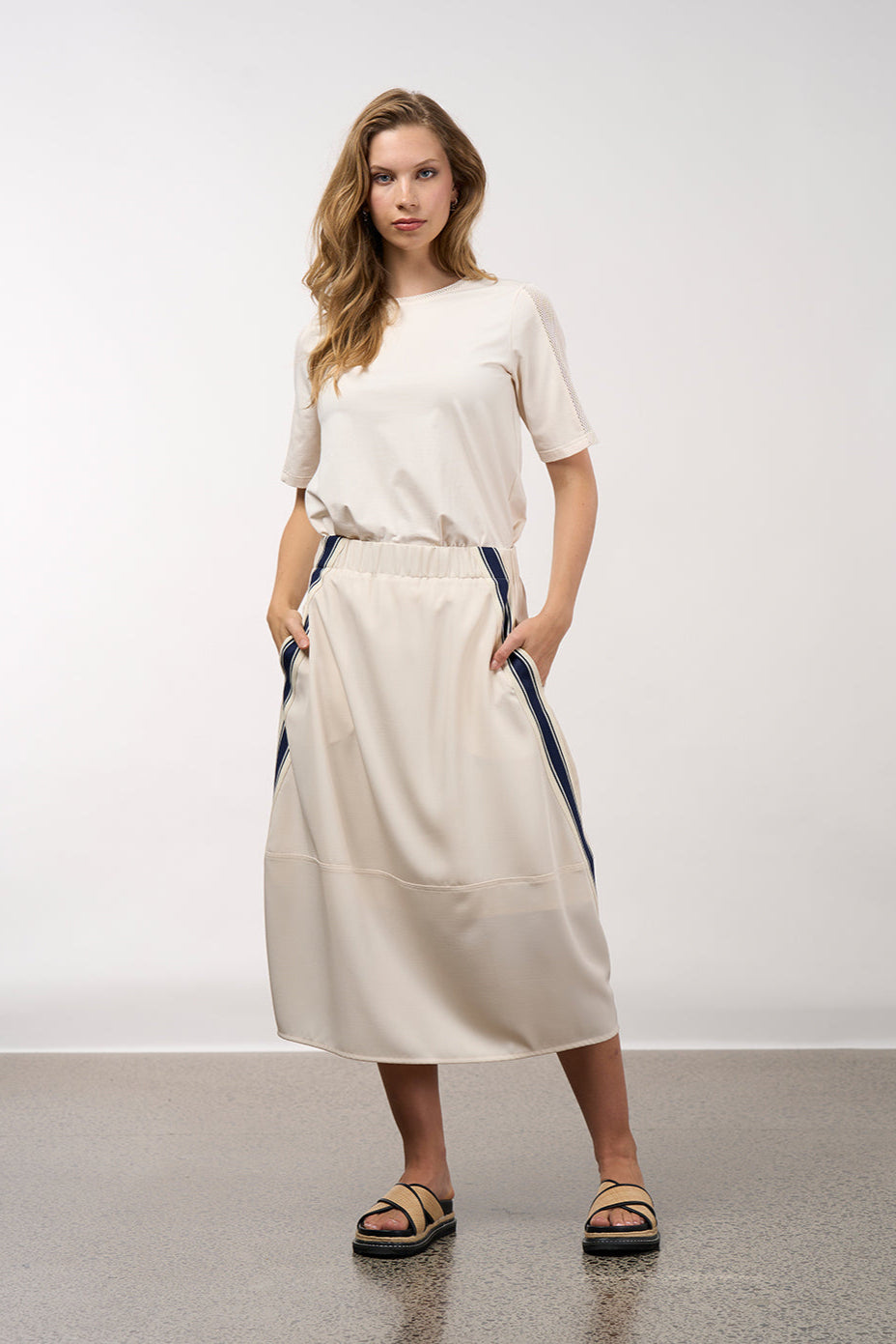 MADLY SWEETLY LINEAR SKIRT - VANILLA - THE VOGUE STORE