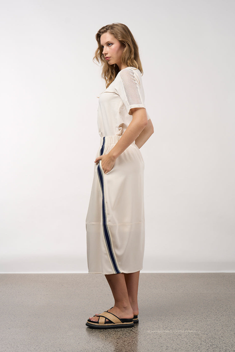 MADLY SWEETLY LINEAR SKIRT - VANILLA - THE VOGUE STORE