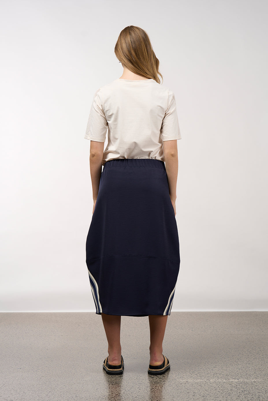 MADLY SWEETLY LINEAR SKIRT - NAVY - THE VOGUE STORE