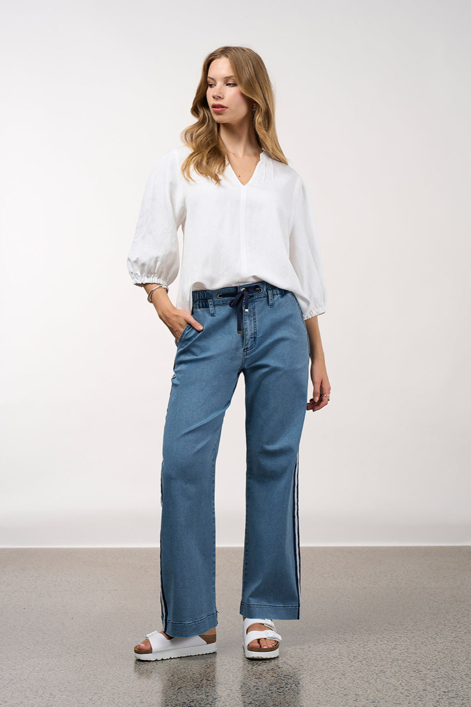 MADLY SWEETLY CHARLI PANT - LIGHT DENIM - THE VOGUE STORE