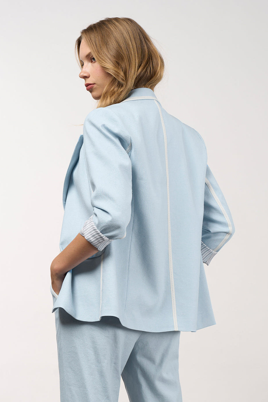MADLY SWEETLY CADENCE BLAZER - ICE BLUE - THE VOGUE STORE
