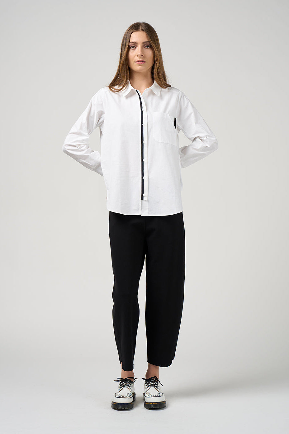 MADLY SWEETLY MIXED MEDIA SHIRT - WHITE - THE VOGUE STORE