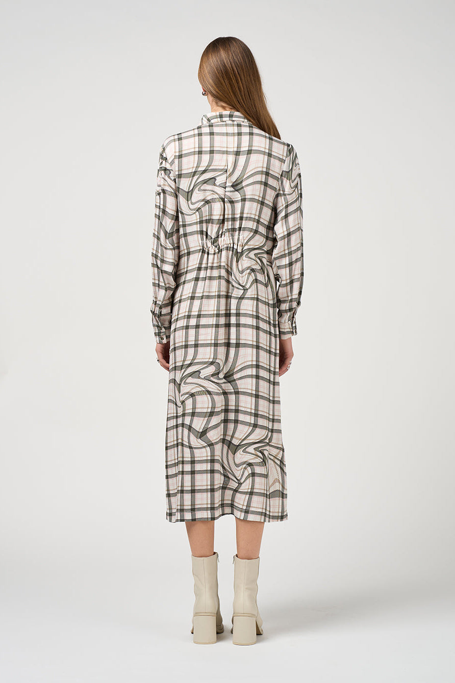 MADLY SWEETLY ILLUSION SHIRT DRESS - PUMICE - THE VOGUE STORE