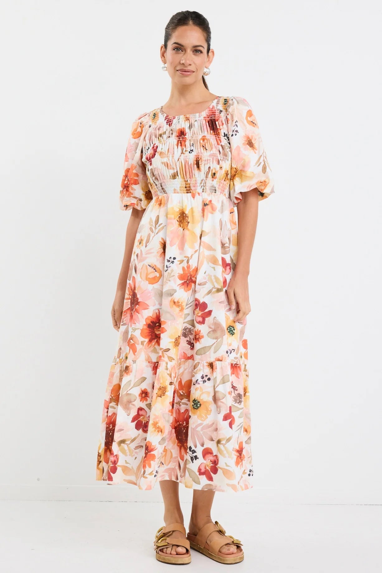 IVY + JACK MILANO SUNRISE MEADOW SHORT SLEEVE TIERED MAXI DRESS  - THE VOGUE STORE