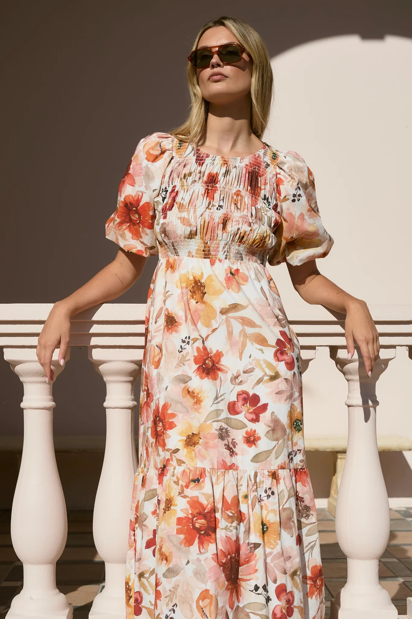 IVY + JACK MILANO SUNRISE MEADOW SHORT SLEEVE TIERED MAXI DRESS  - THE VOGUE STORE