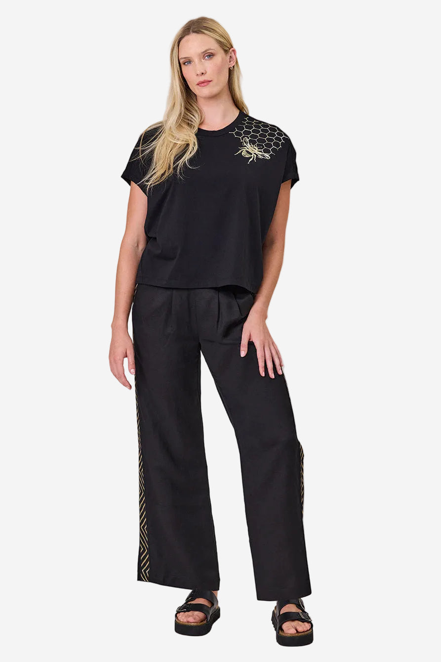 DUO ESTHER TEE - BLACK - THE VOGUE STORE