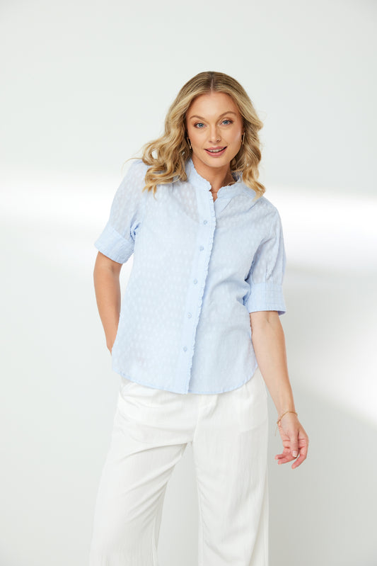 NEWPORT NATALIE BLOUSE - SOFT BLUE - THE VOGUE STORE