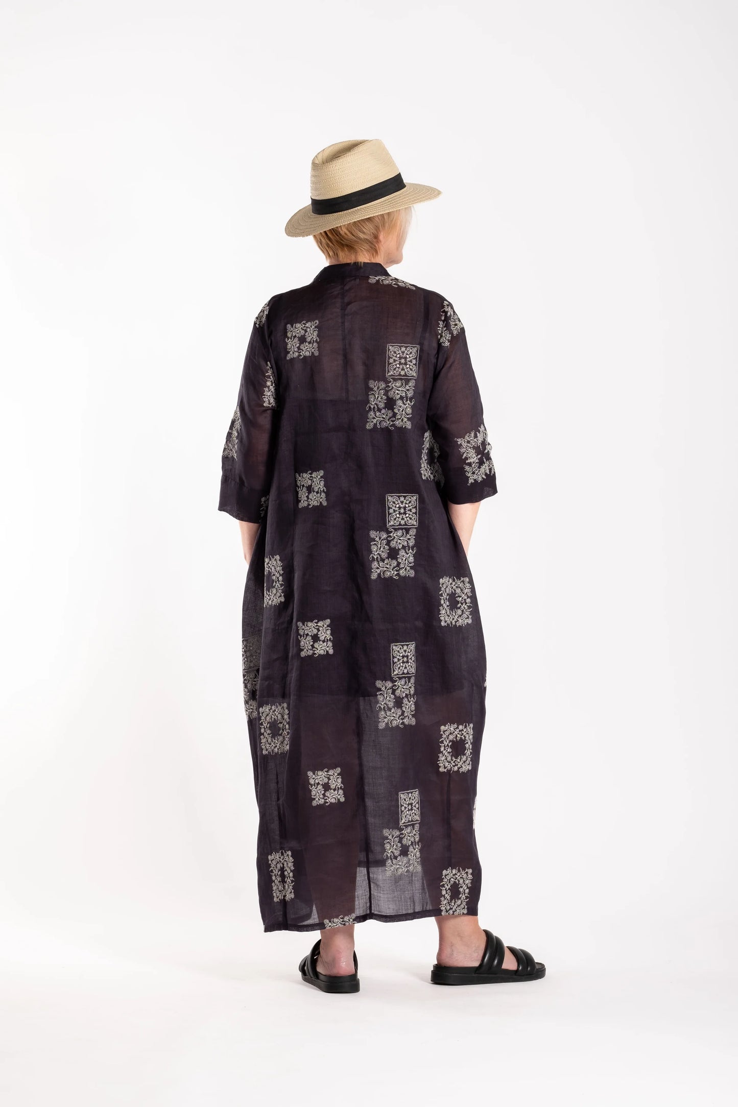 DEEANNE HOBBS FRENCH ME DRESS - CREAM/BLACK EMBROIDERED - THE VOGUE STORE