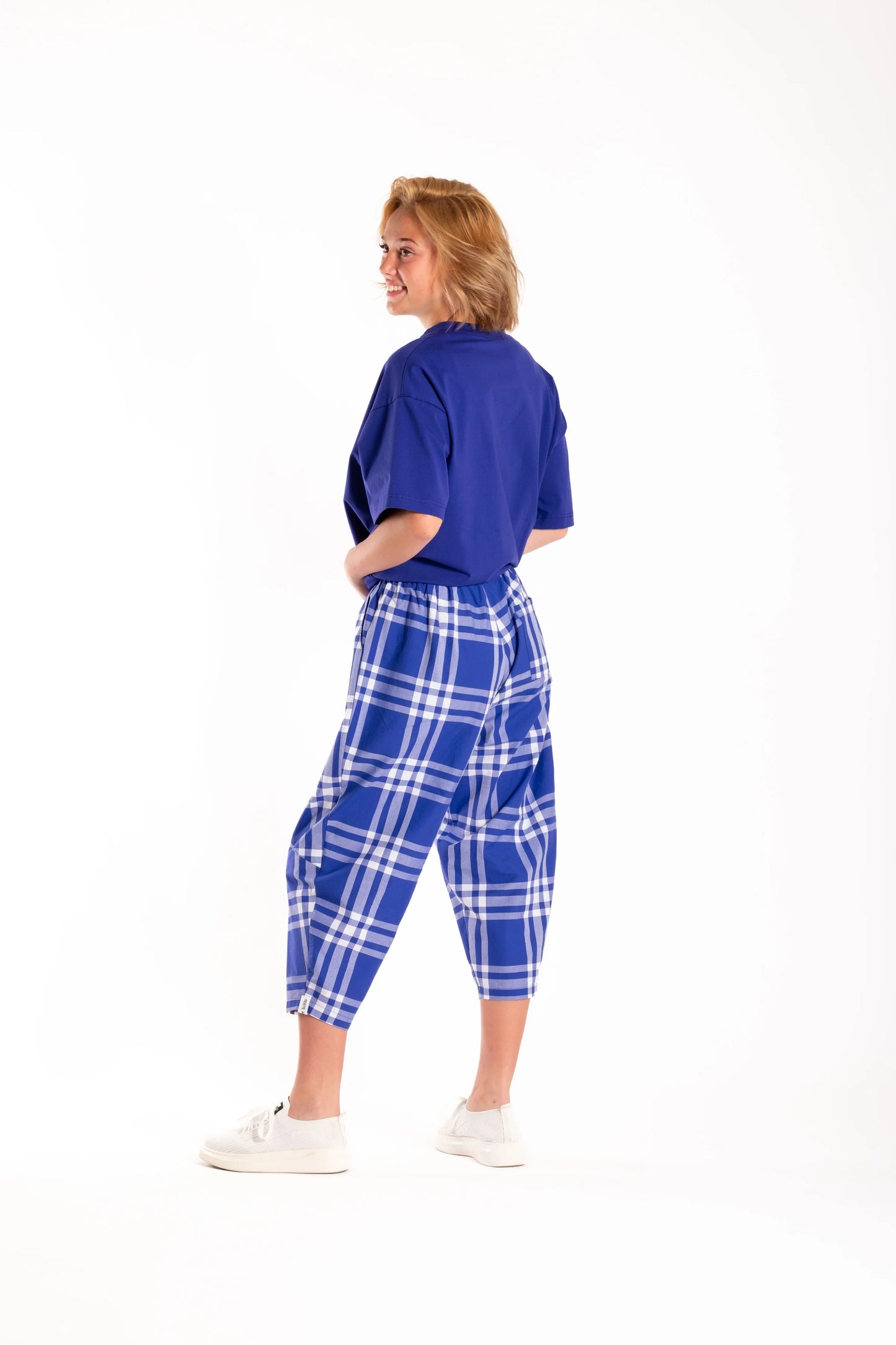DEEANNE HOBBS ADVOCATE PANTS - TARTAN BLUE - THE VOGUE STORE