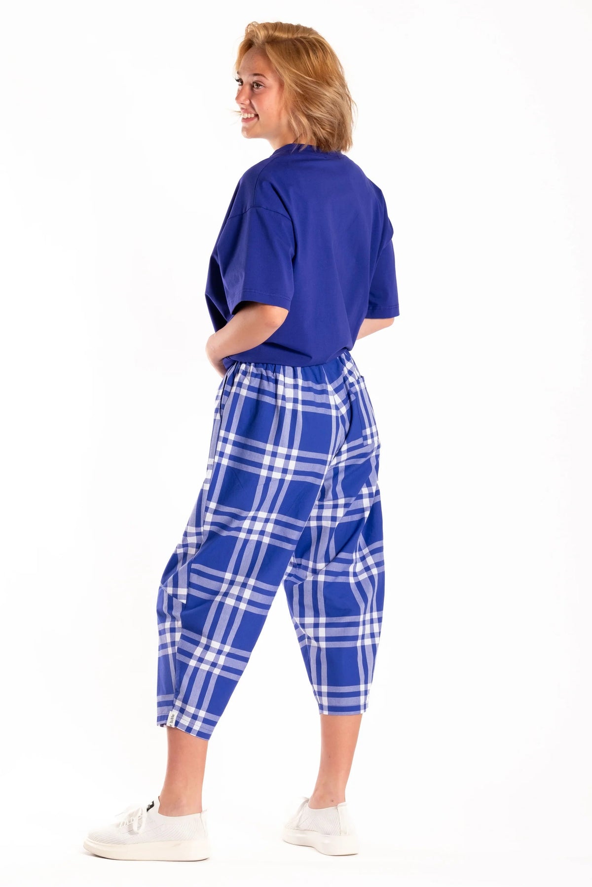 DEEANNE HOBBS ADVOCATE PANTS - TARTAN BLUE - THE VOGUE STORE