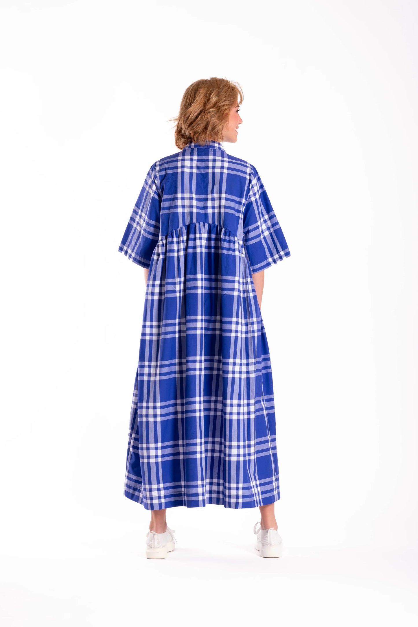 DEEANNE HOBBS BRYLEE DRESS - TARTAN BLUE - THE VOGUE STORE