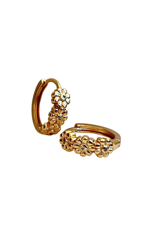 PENNY FOGGO TRIPLE FLOWER HOOP GOLD - THE VOGUE STORE