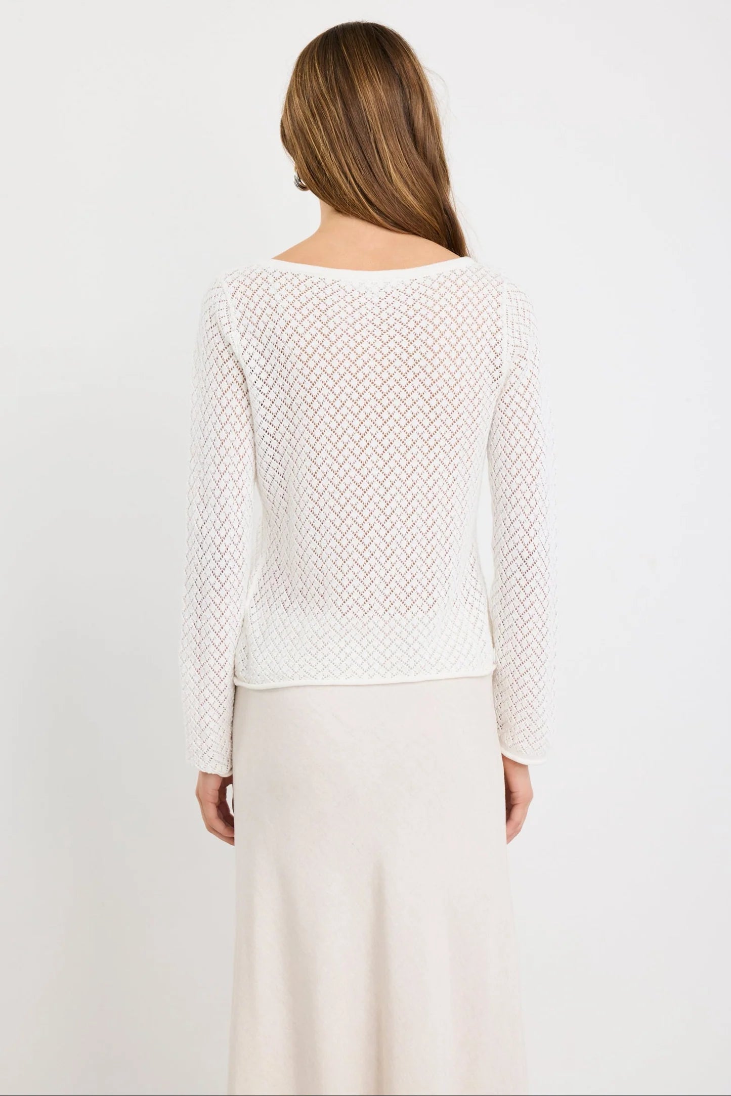 IVY + JACK PATIO IVORY BOAT NECK CROCHET KNIT JUMPER - THE VOGUE STORE