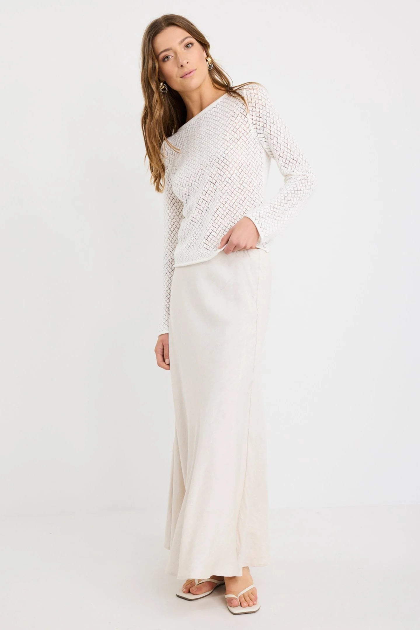 IVY + JACK PATIO IVORY BOAT NECK CROCHET KNIT JUMPER - THE VOGUE STORE