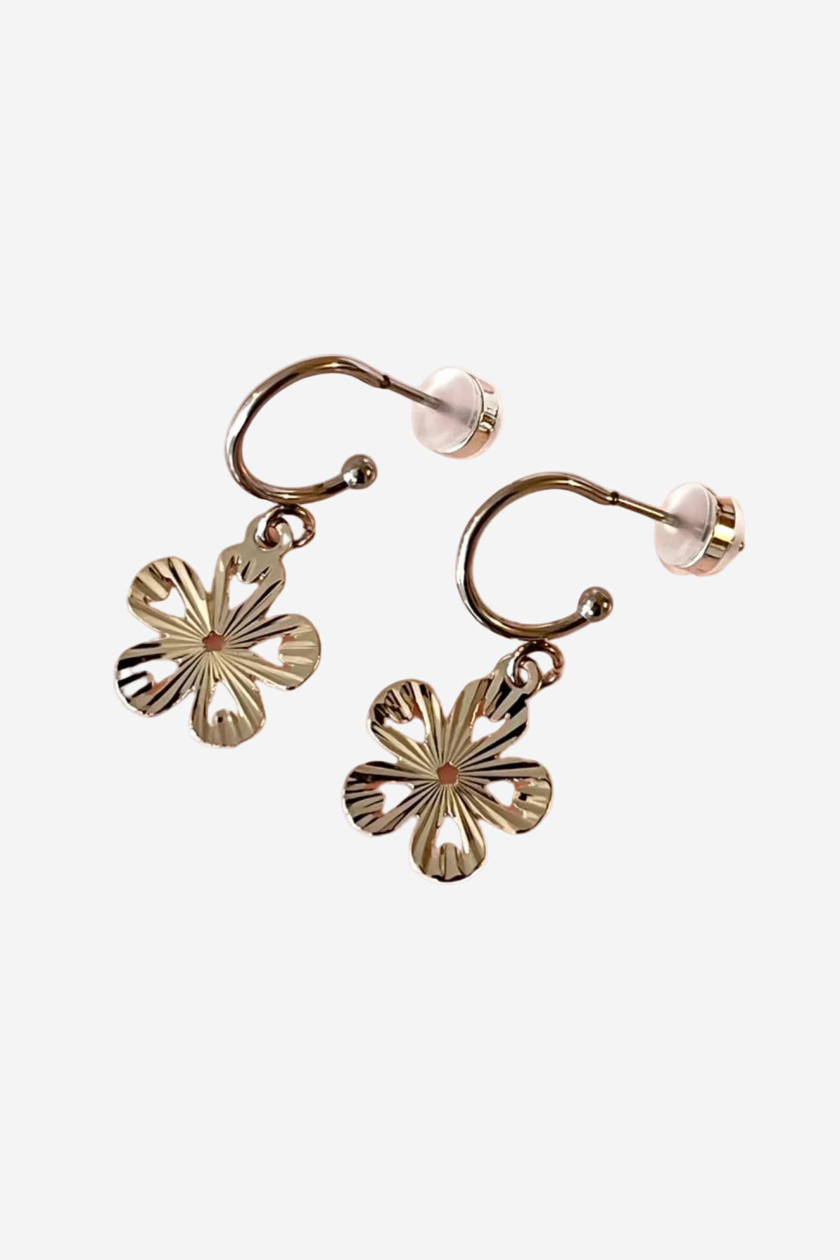 PENNY FOGGO RIDGED FLOWER HALF HOOPS SILVER - THE VOGUE STORE