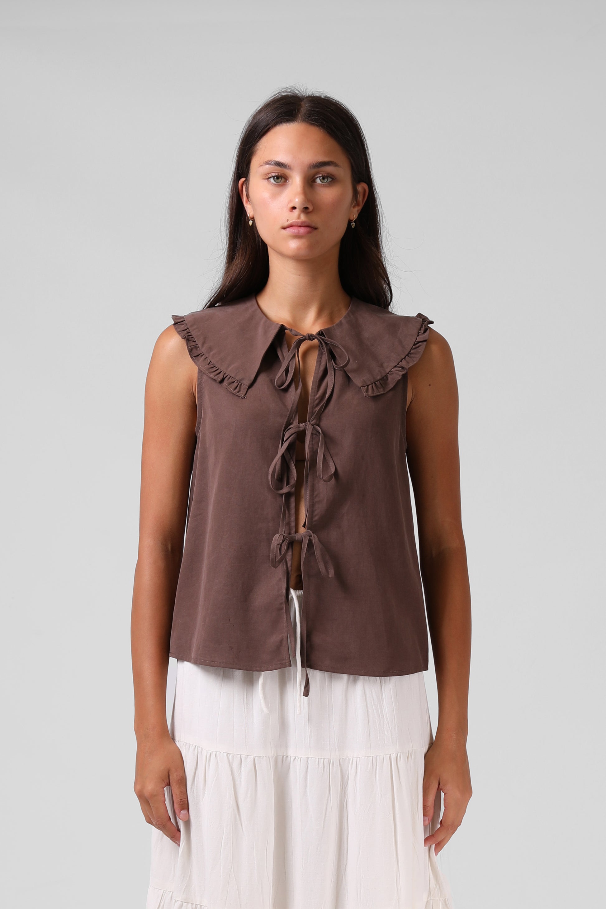 RPM ADDISON BLOUSE - CHOCOLATE - THE VOGUE STORE
