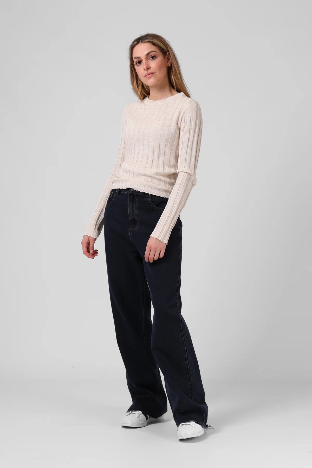 RPM KNITTED L/S - STONE - THE VOGUE STORE