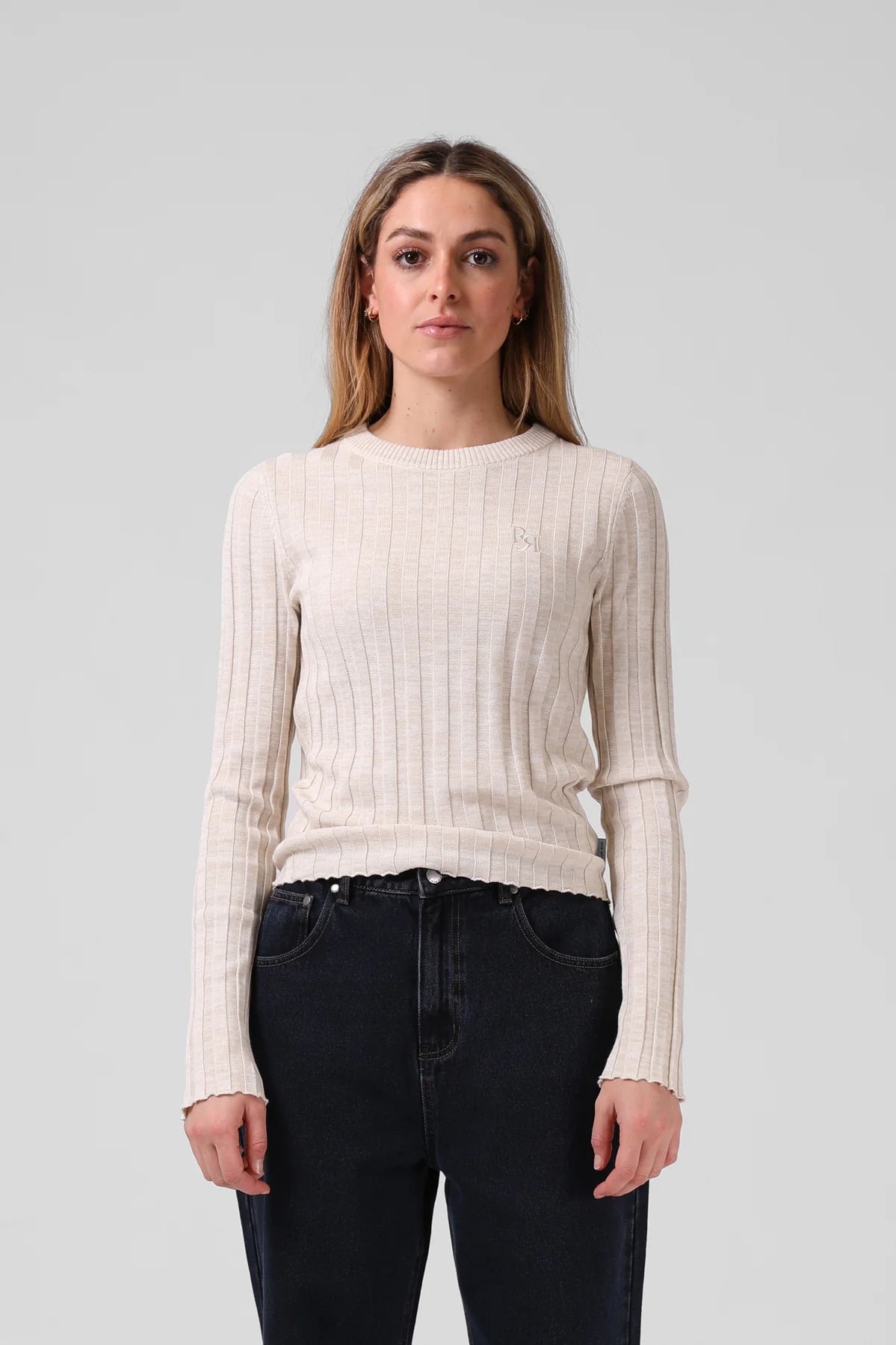 RPM KNITTED L/S - STONE - THE VOGUE STORE